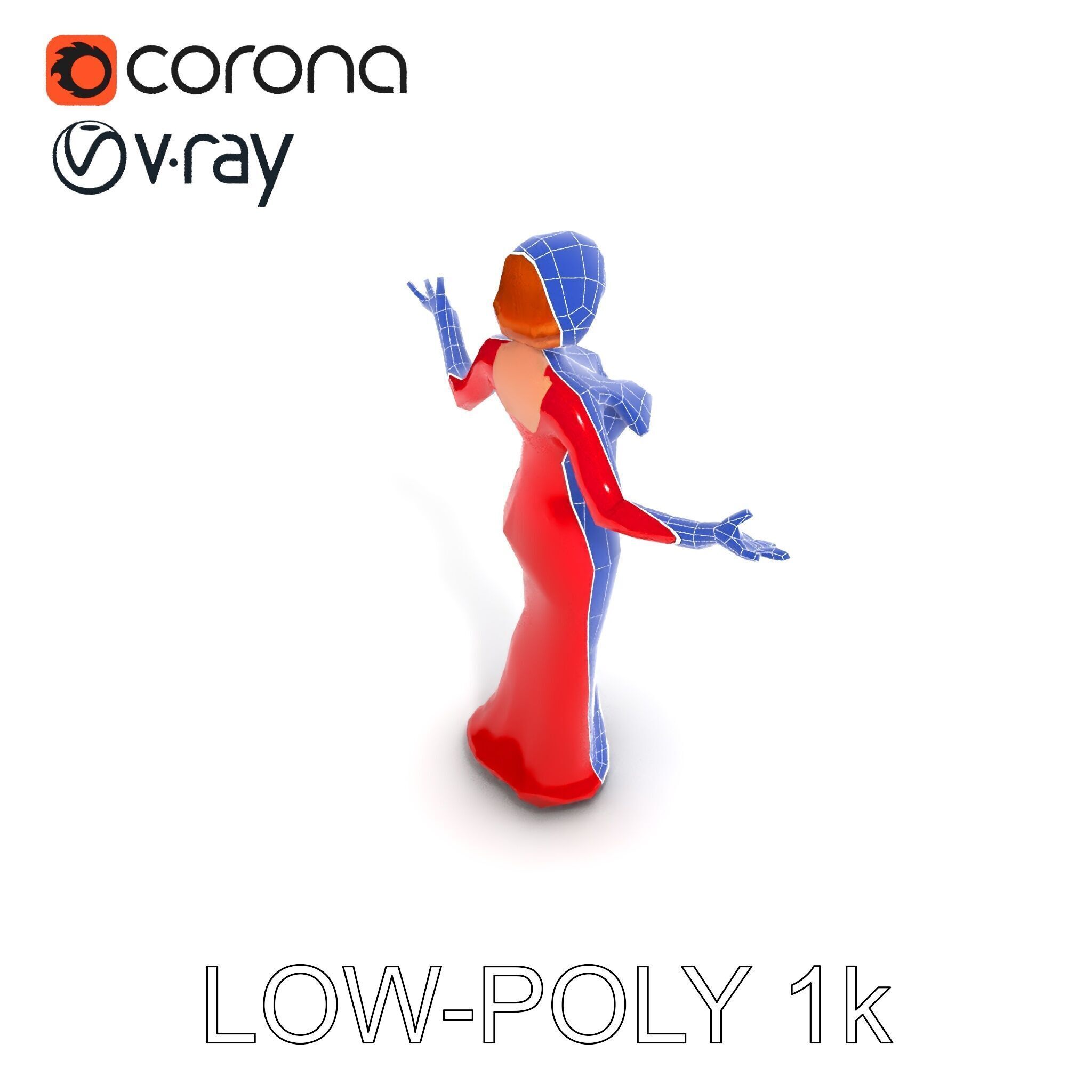 Glamorous Red Dress Character  High Detail D Model Low-poly 3D model_9
