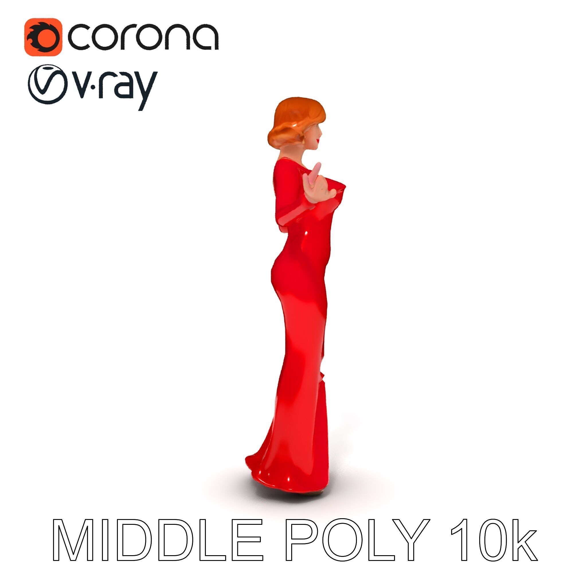 Glamorous Red Dress Character  High Detail D Model Low-poly 3D model_33