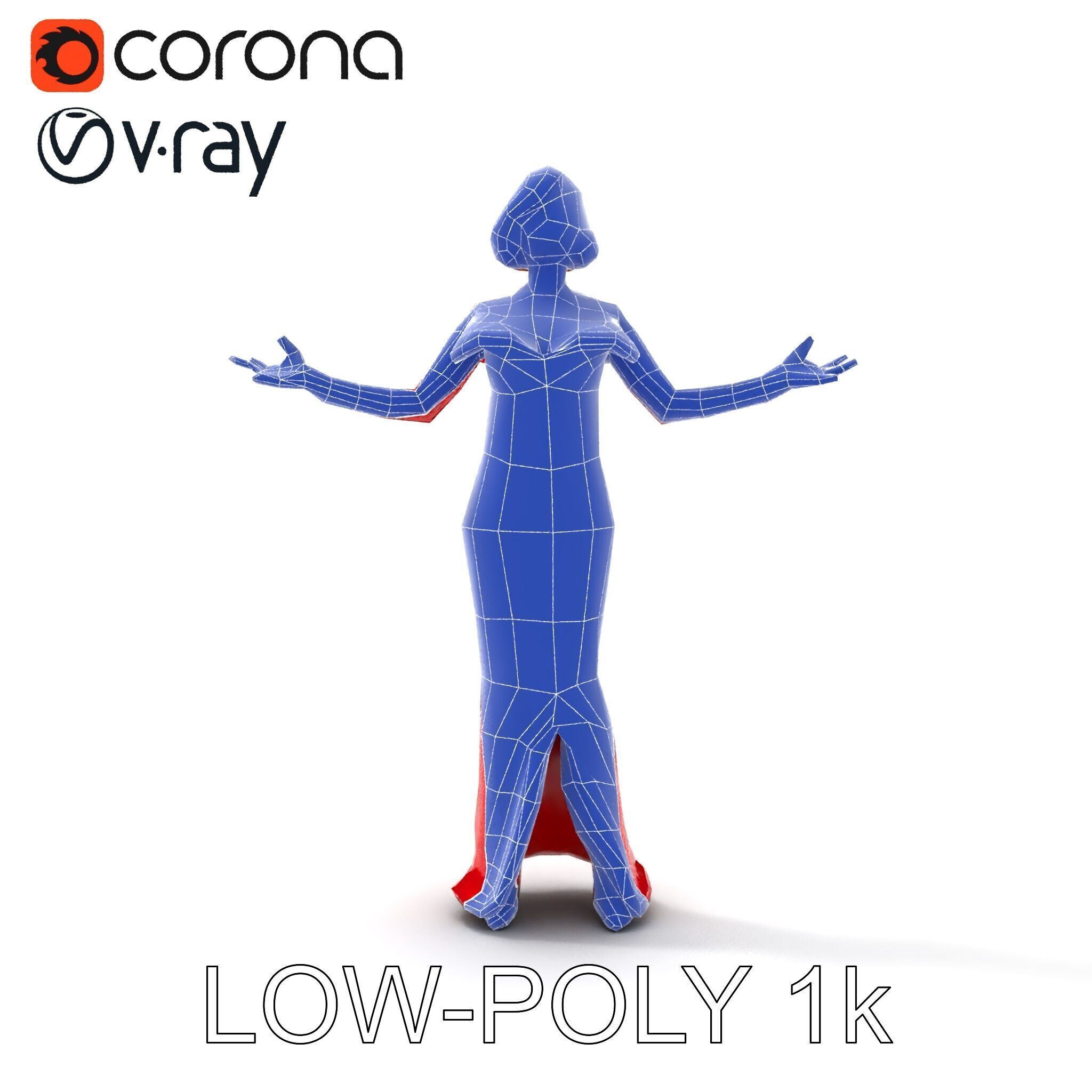 Glamorous Red Dress Character  High Detail D Model Low-poly 3D model_28