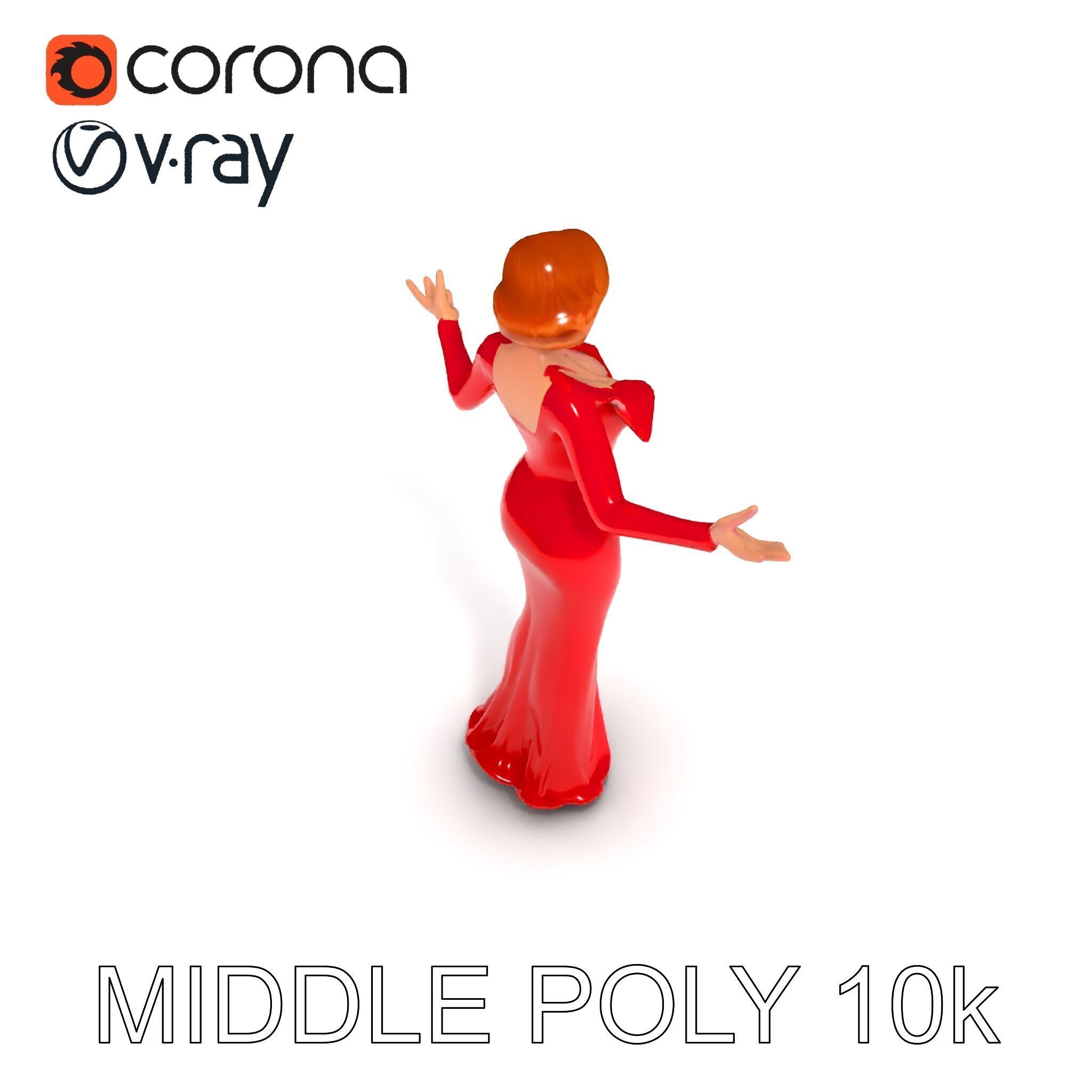 Glamorous Red Dress Character  High Detail D Model Low-poly 3D model_22