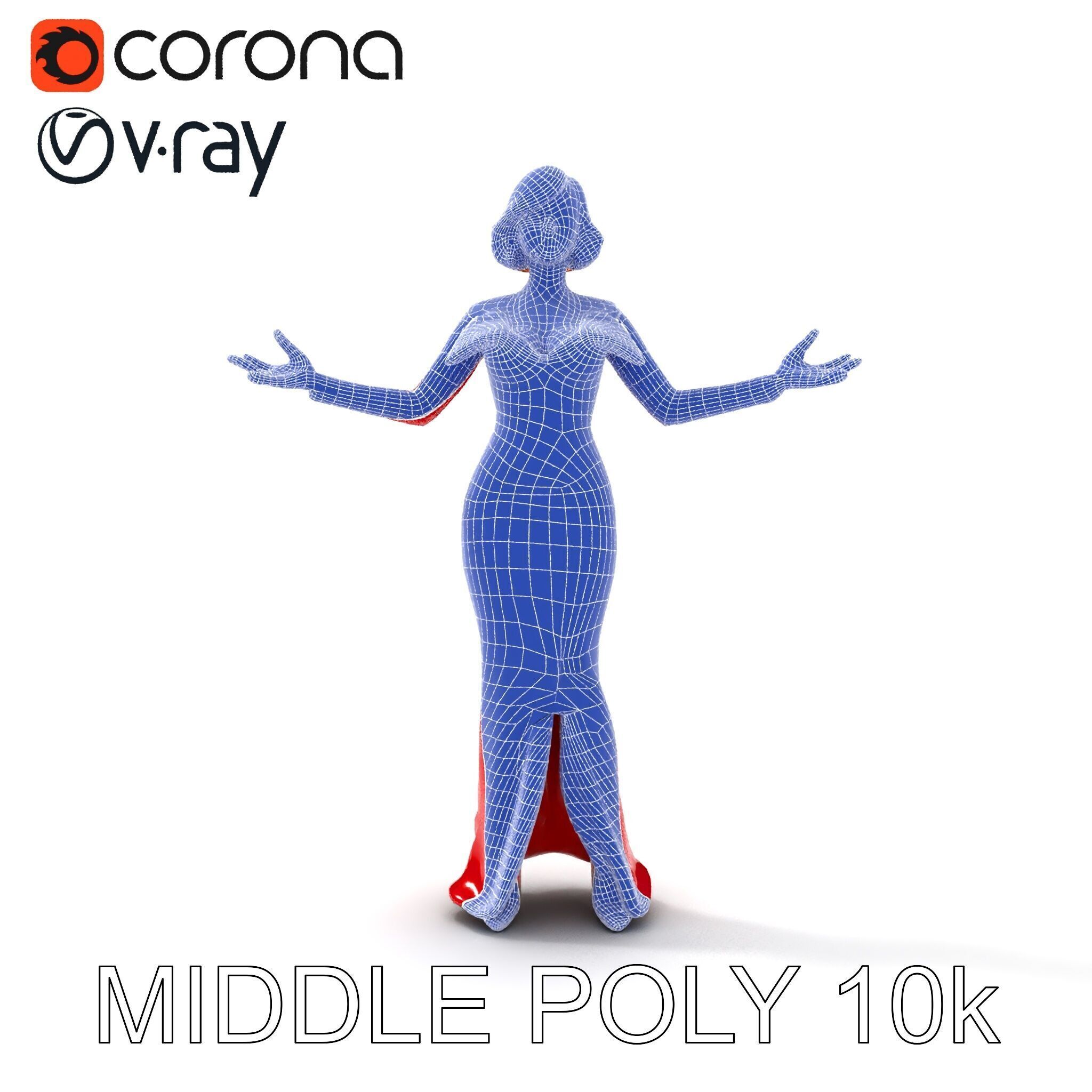 Glamorous Red Dress Character  High Detail D Model Low-poly 3D model_27