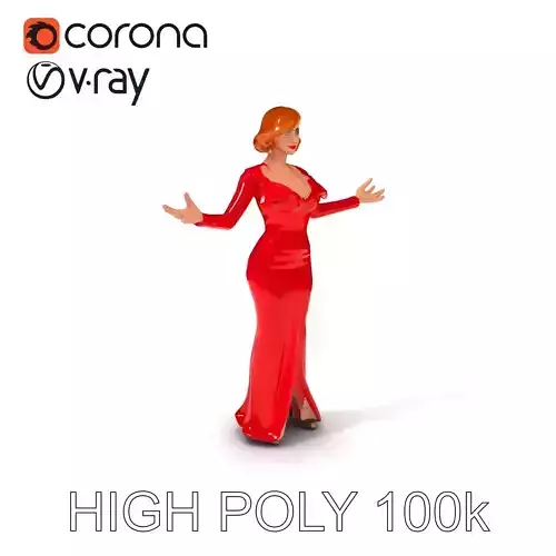 Glamorous Red Dress Character  High Detail D Model Low-poly 3D model