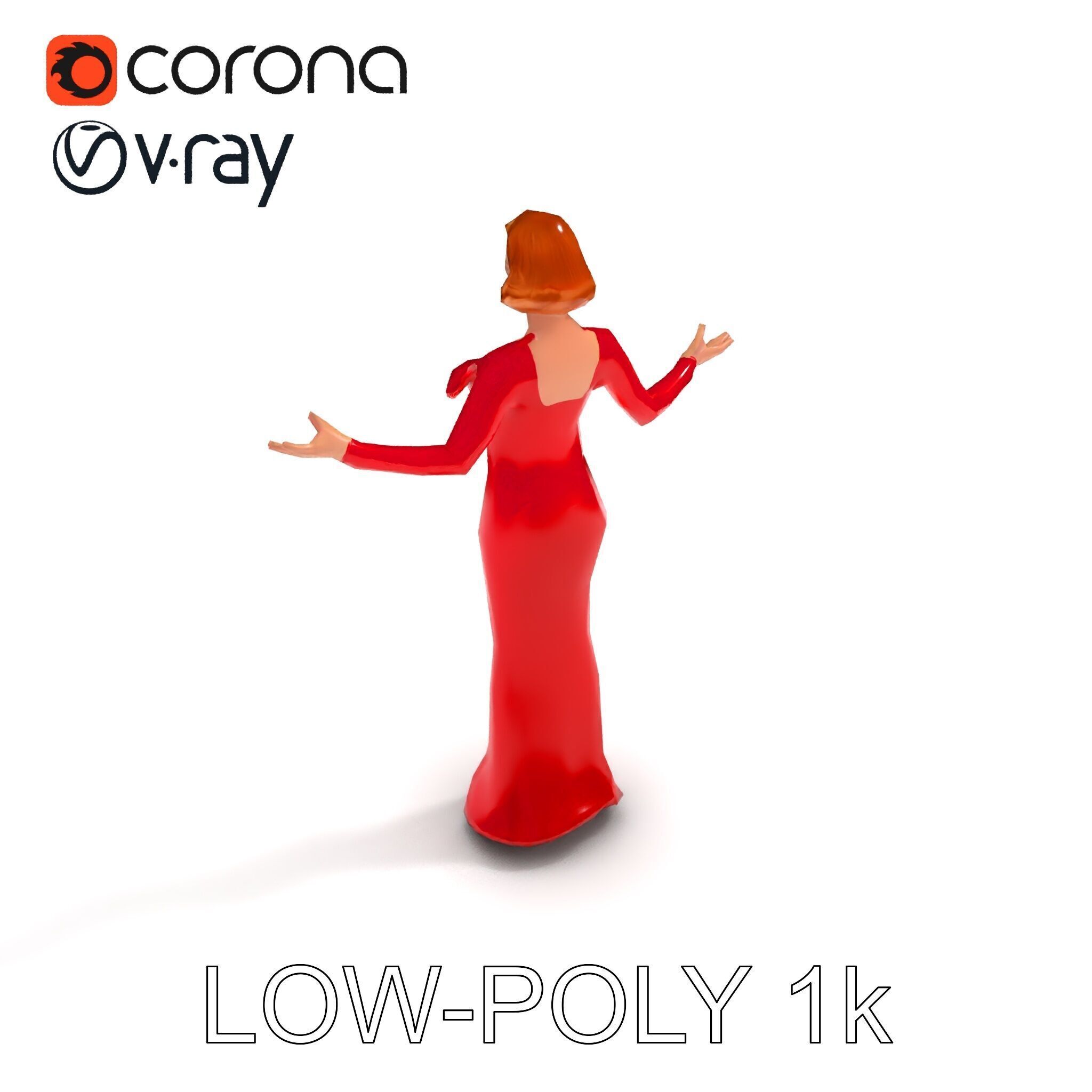 Glamorous Red Dress Character  High Detail D Model Low-poly 3D model_26