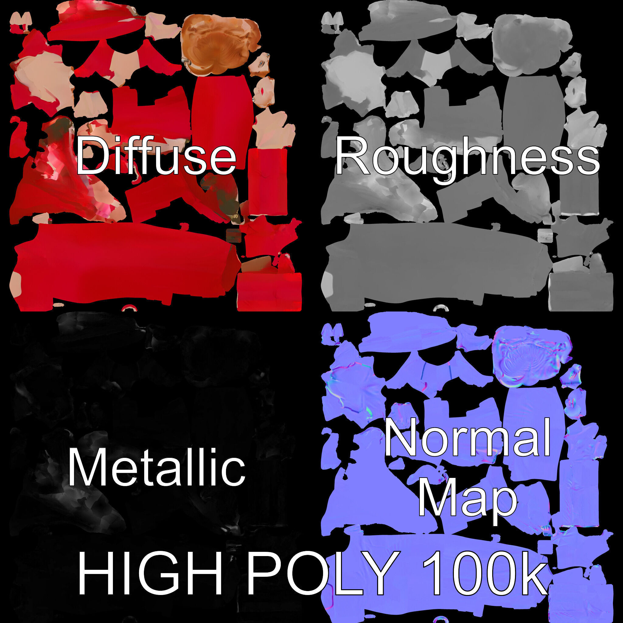Glamorous Red Dress Character  High Detail D Model Low-poly 3D model_2