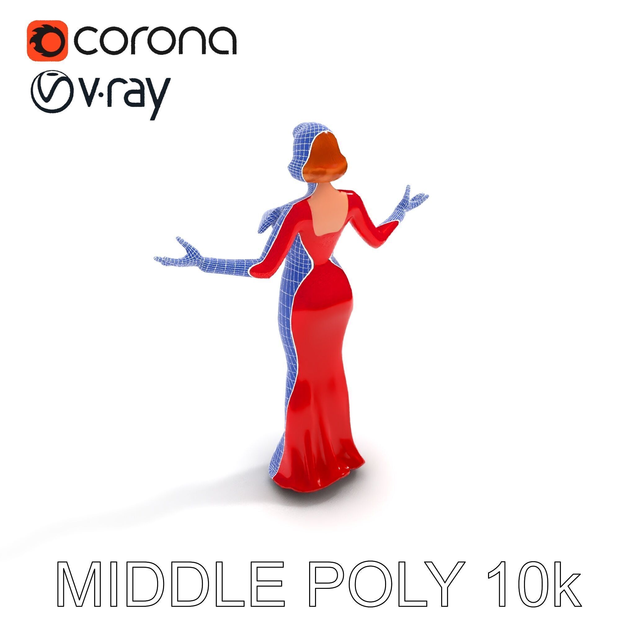 Glamorous Red Dress Character  High Detail D Model Low-poly 3D model_17