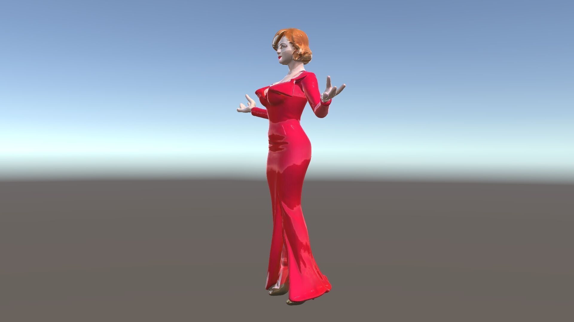 Glamorous Red Dress Character  High Detail D Model Low-poly 3D model_5