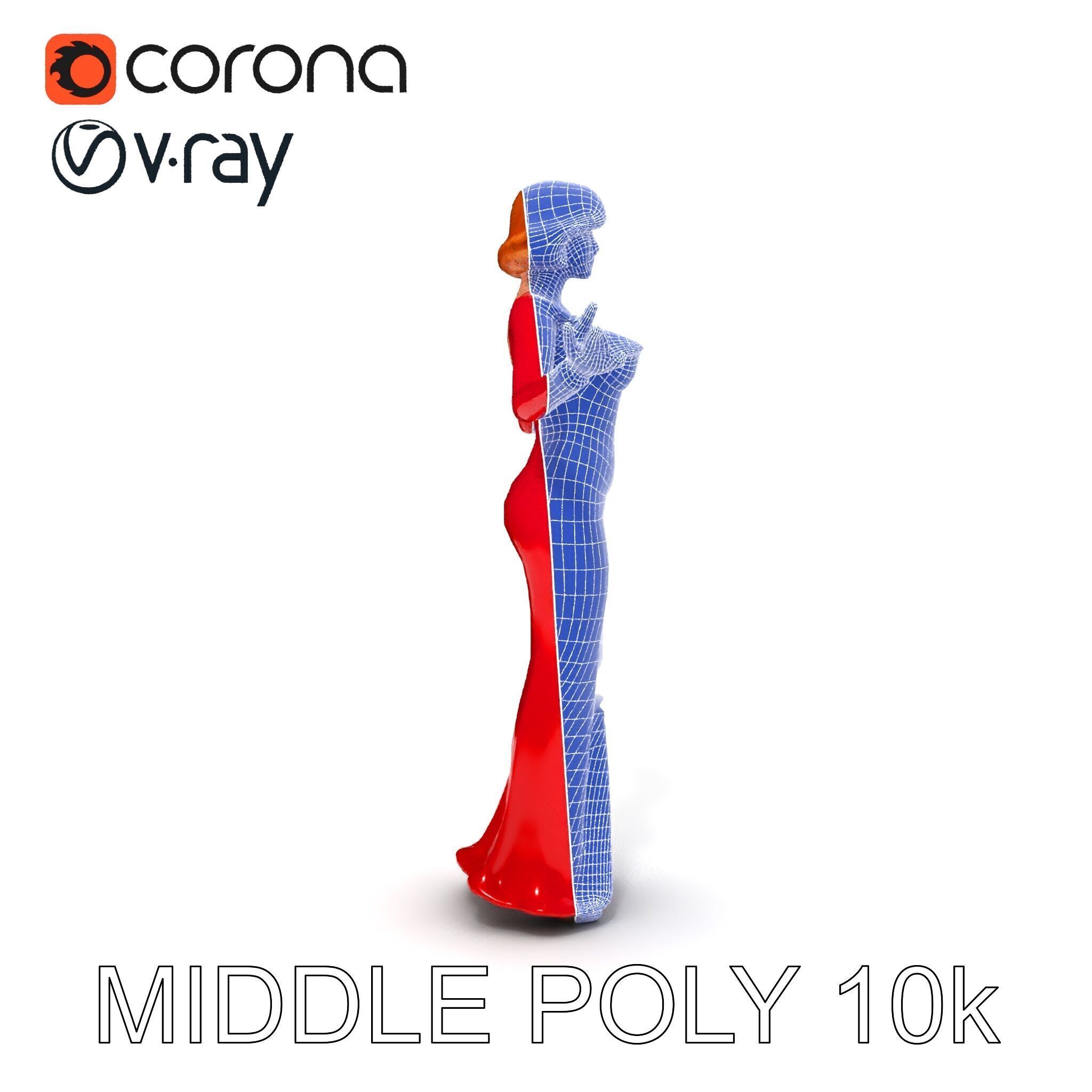 Glamorous Red Dress Character  High Detail D Model Low-poly 3D model_6