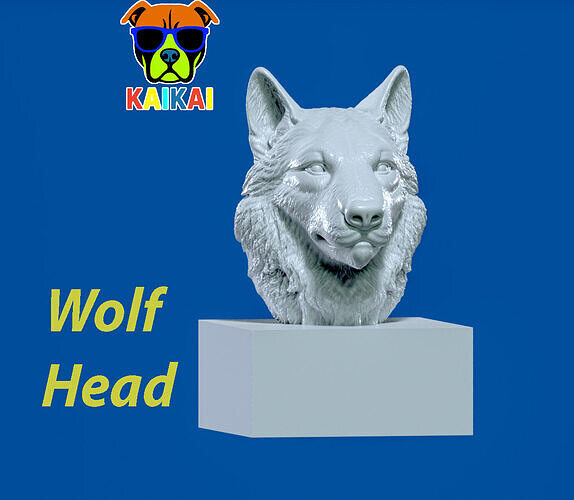 Gray wolf bust - Woft head model - 3D print 3D print model