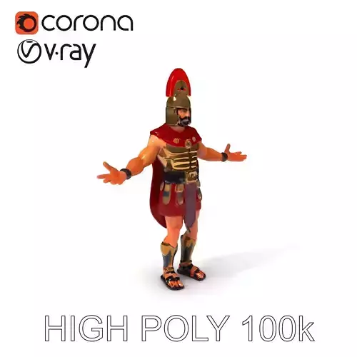 Roman Centurion with Armor and Red Cape Fully Rigged D Model Low-poly 3D model