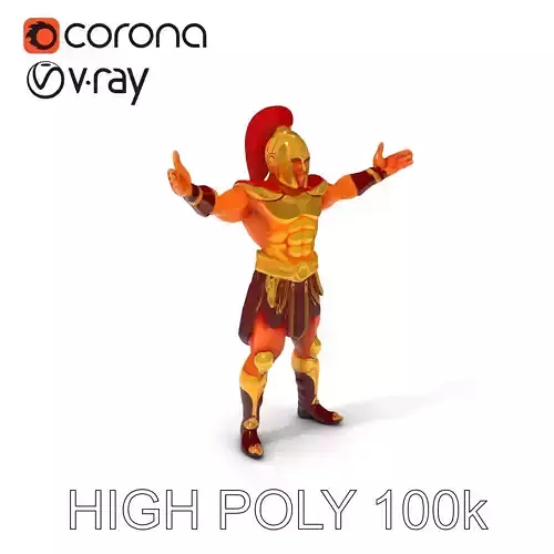 Spartan Warrior Heroic Gold Armor D Character Model Low-poly 3D model