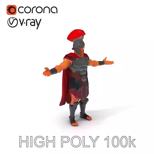 Spartan Warrior D Model  High Definition Armored Gladiator Low-poly 3D model