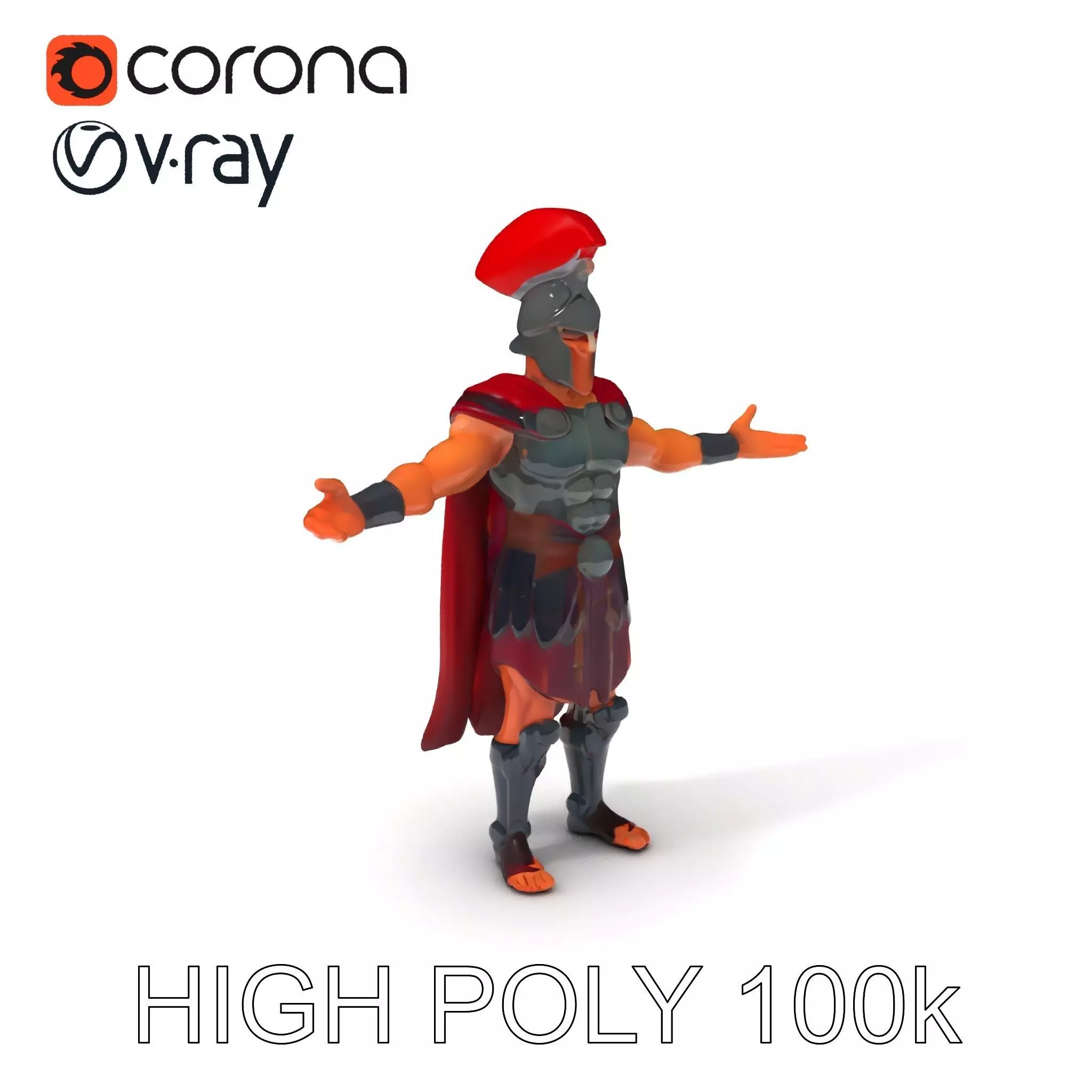 Spartan Warrior D Model High Definition Armored Gladiator Low-poly 3D model