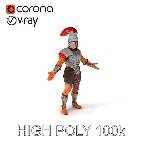 Ancient Spartan Warrior D Model with Armor and Helmet Low-poly 3D model