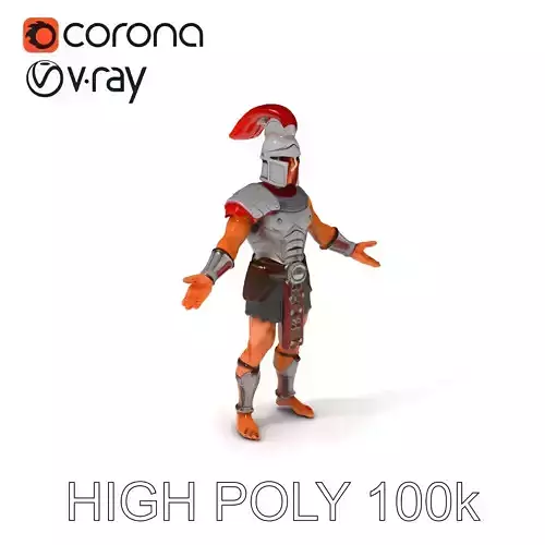 Ancient Spartan Warrior D Model with Armor and Helmet Low-poly 3D model