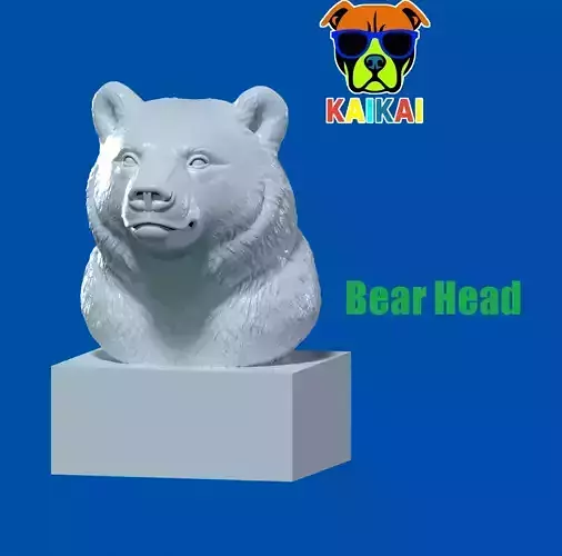 Brown bear Bust - Bear head model - 3D print