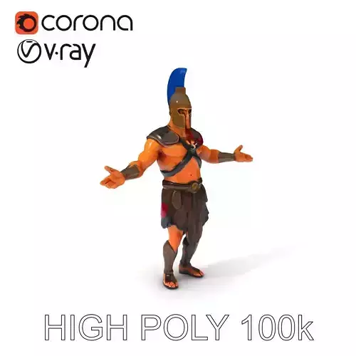 Spartan Warrior D Model  Rigged and Textured for Games and An... Low-poly 3D model