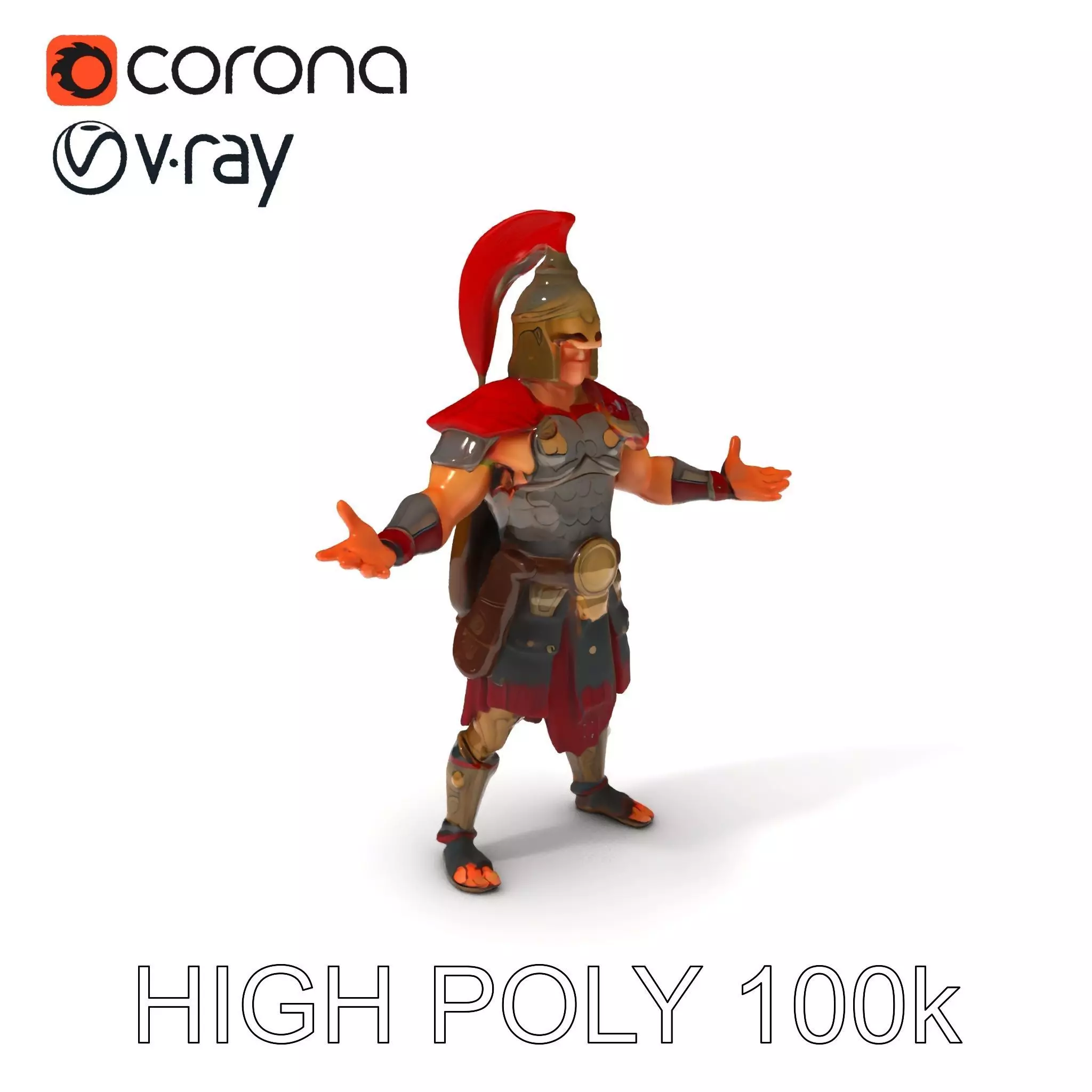 Heroic Roman Soldier D Model with PBR Textures Low-poly 3D model