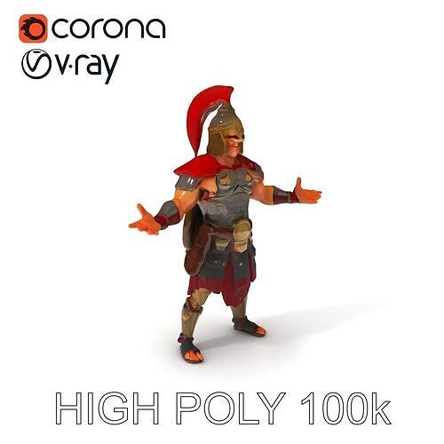 Heroic Roman Soldier D Model with PBR Textures Low-poly 3D model