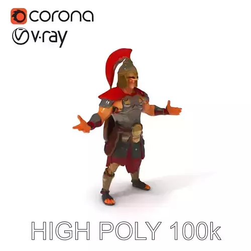 Heroic Roman Soldier D Model with PBR Textures Low-poly 3D model