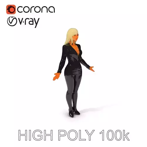 Stealth Agent Female in Black Catsuit D Character Model