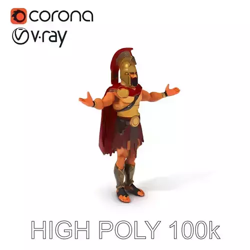 Spartan Warrior D Character Model with PBR Textures and Mixam... Low-poly 3D model