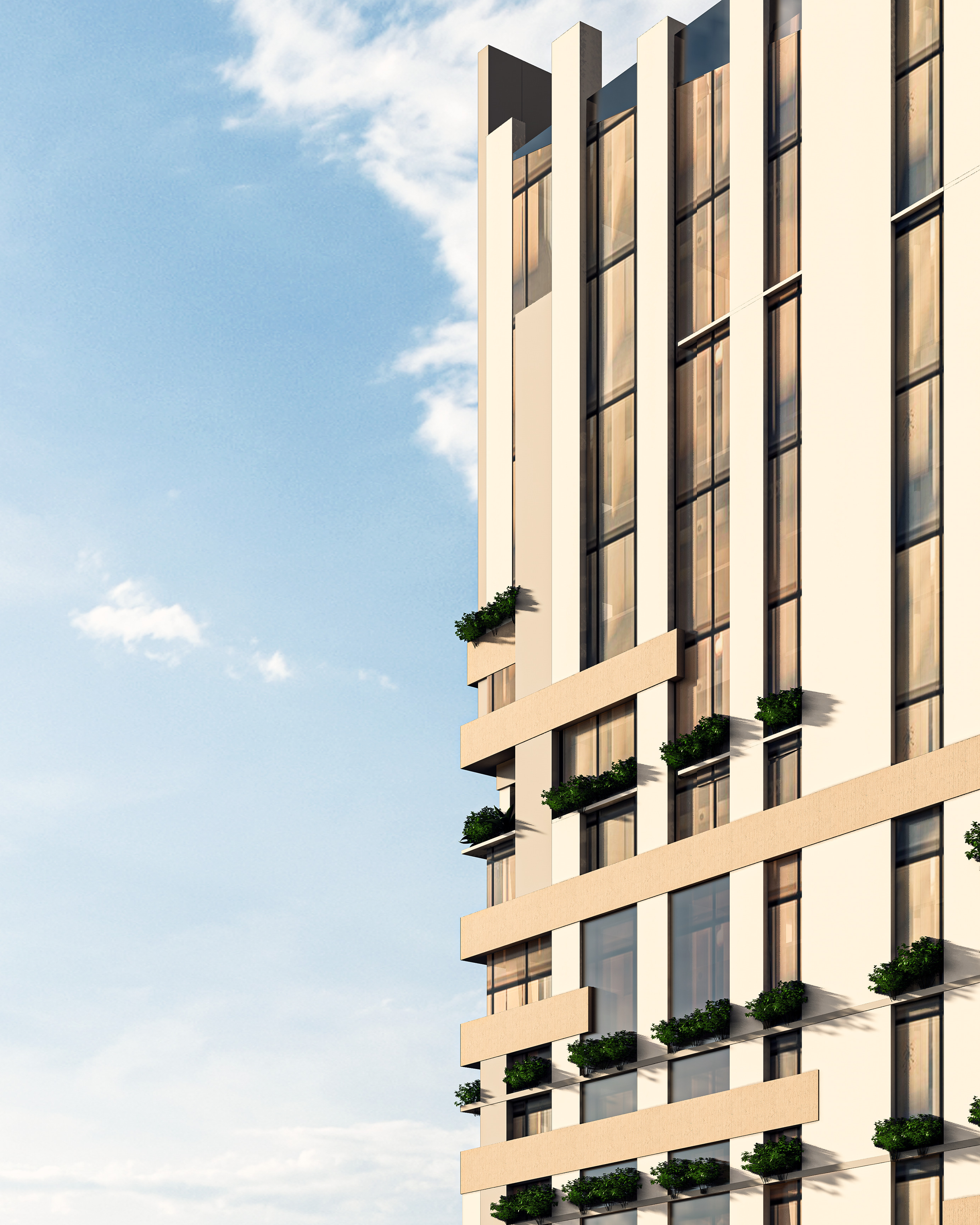 Modern high rise mixed used building 3D model_8