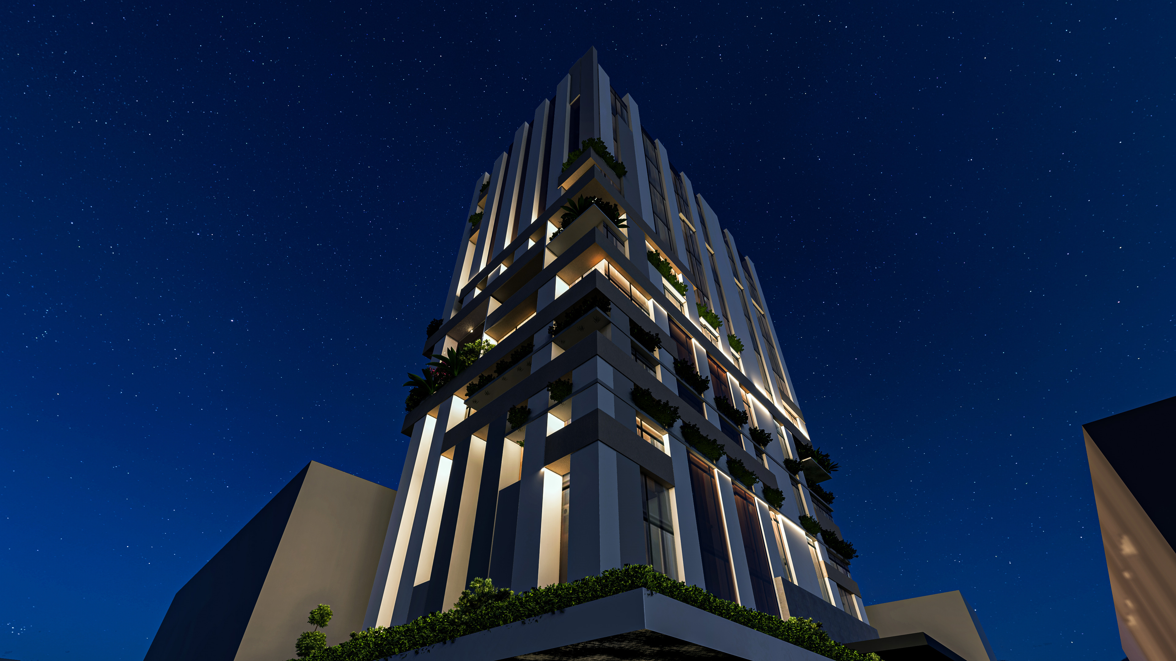 Modern high rise mixed used building 3D model_5