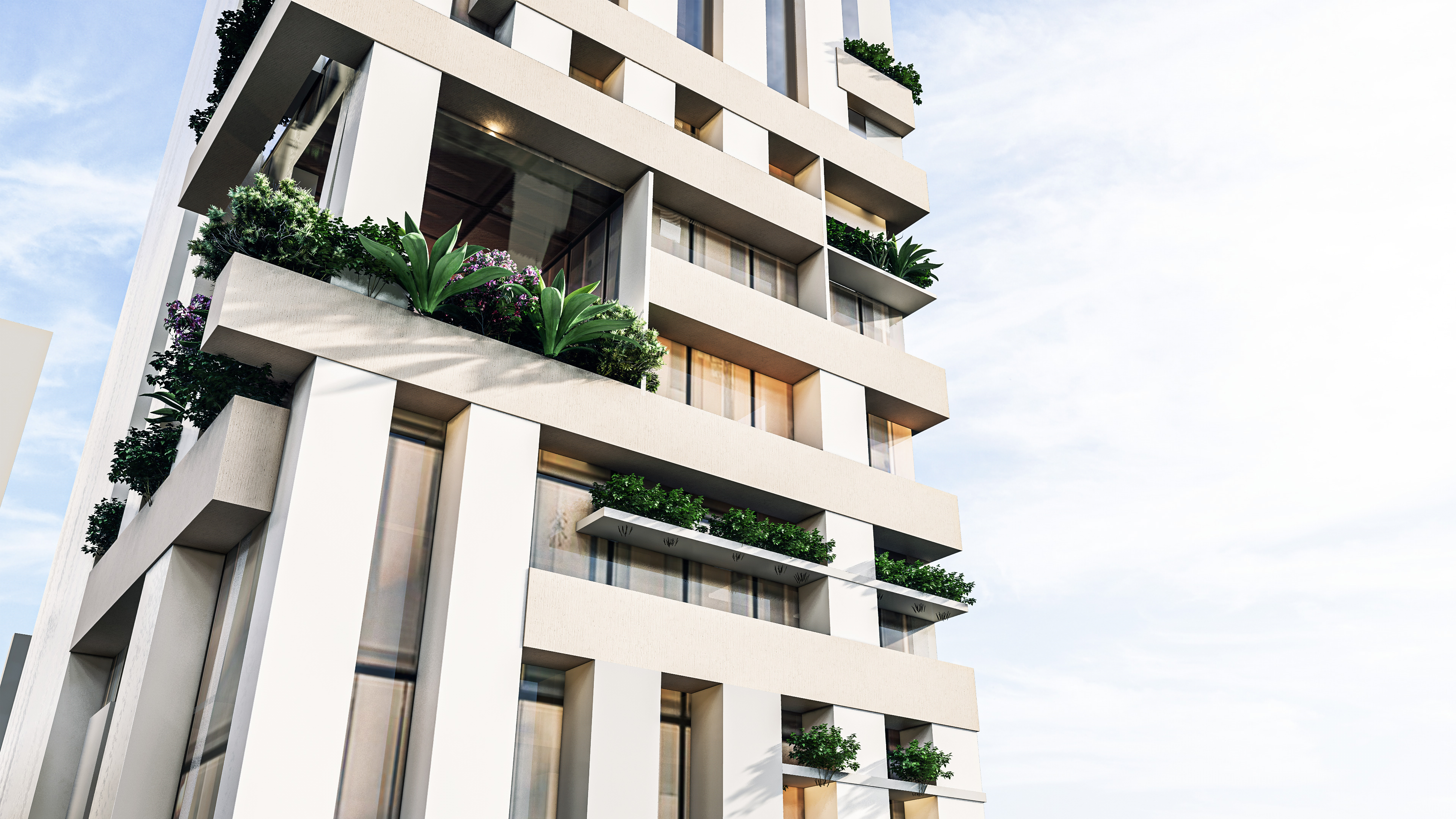 Modern high rise mixed used building 3D model_2