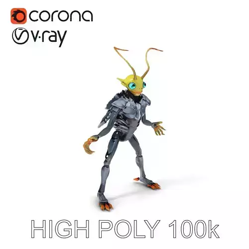 Insectoid Warrior D Model Armored Alien Creature Character Low-poly 3D model