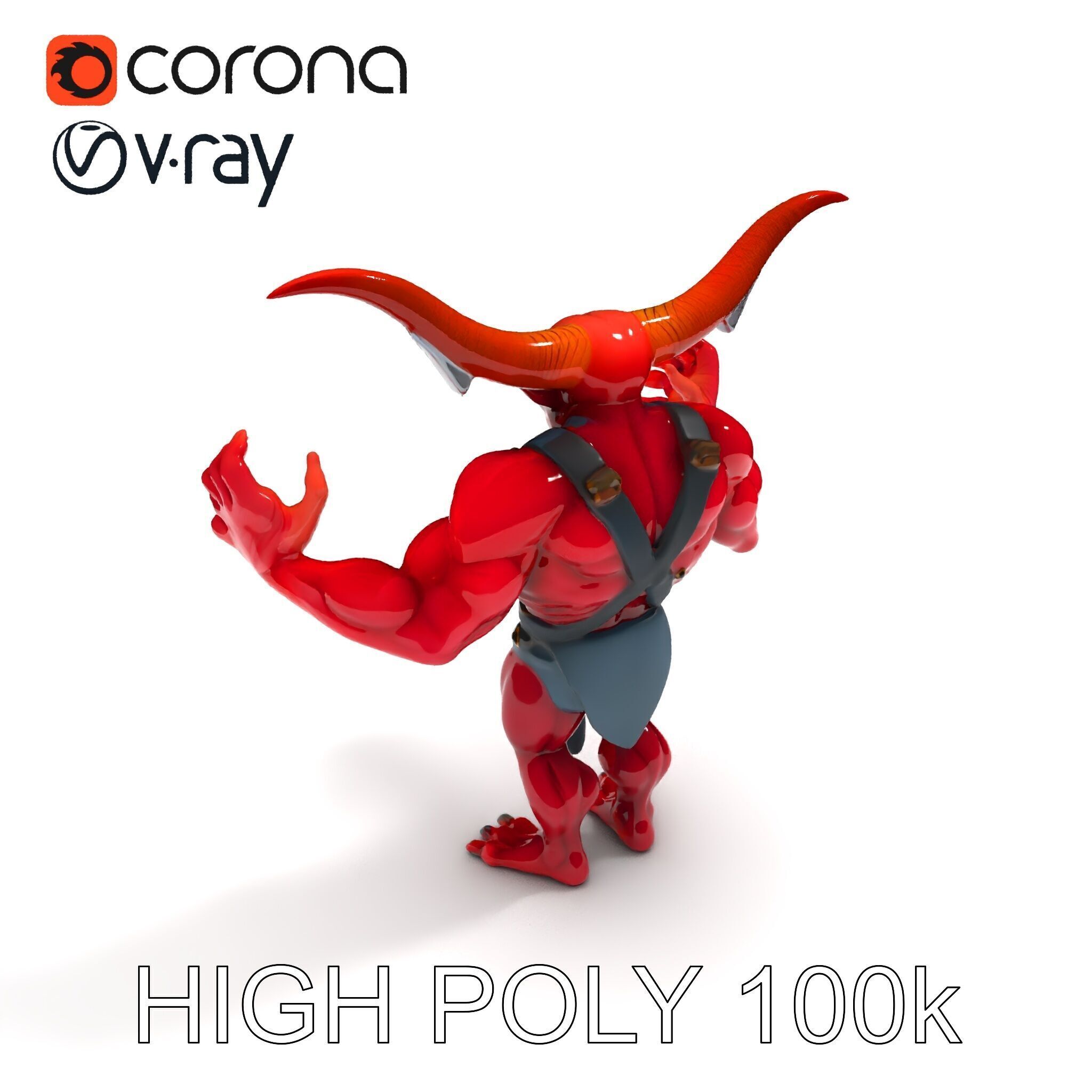 Red Horned Demon  HighDetail D Character Model with PBR Textures Low-poly 3D model_24