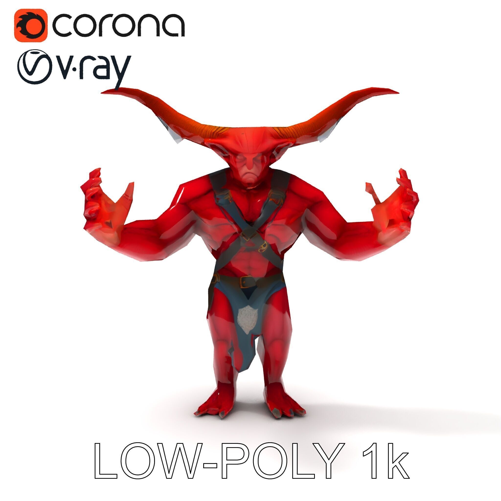 Red Horned Demon  HighDetail D Character Model with PBR Textures Low-poly 3D model_31