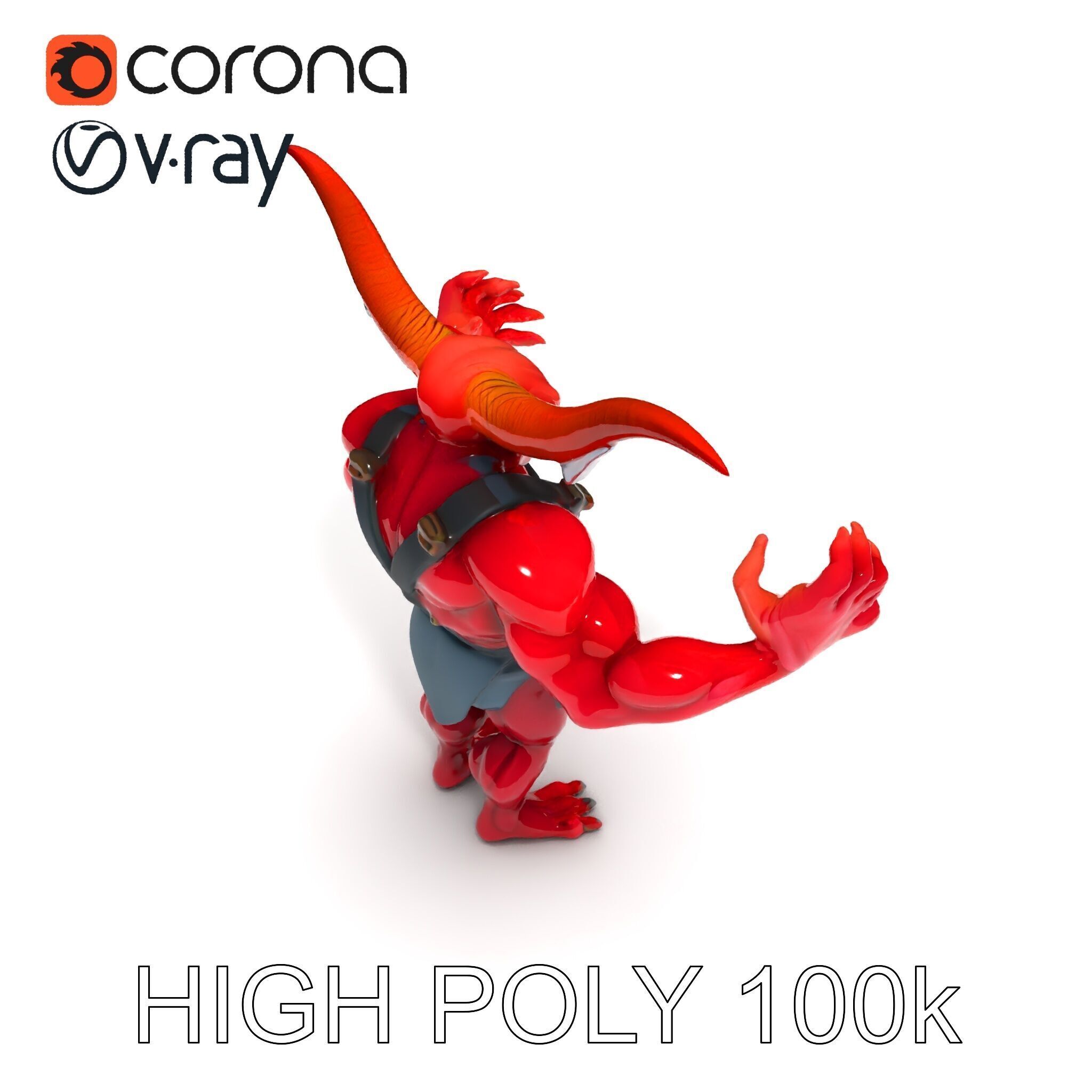 Red Horned Demon  HighDetail D Character Model with PBR Textures Low-poly 3D model_21