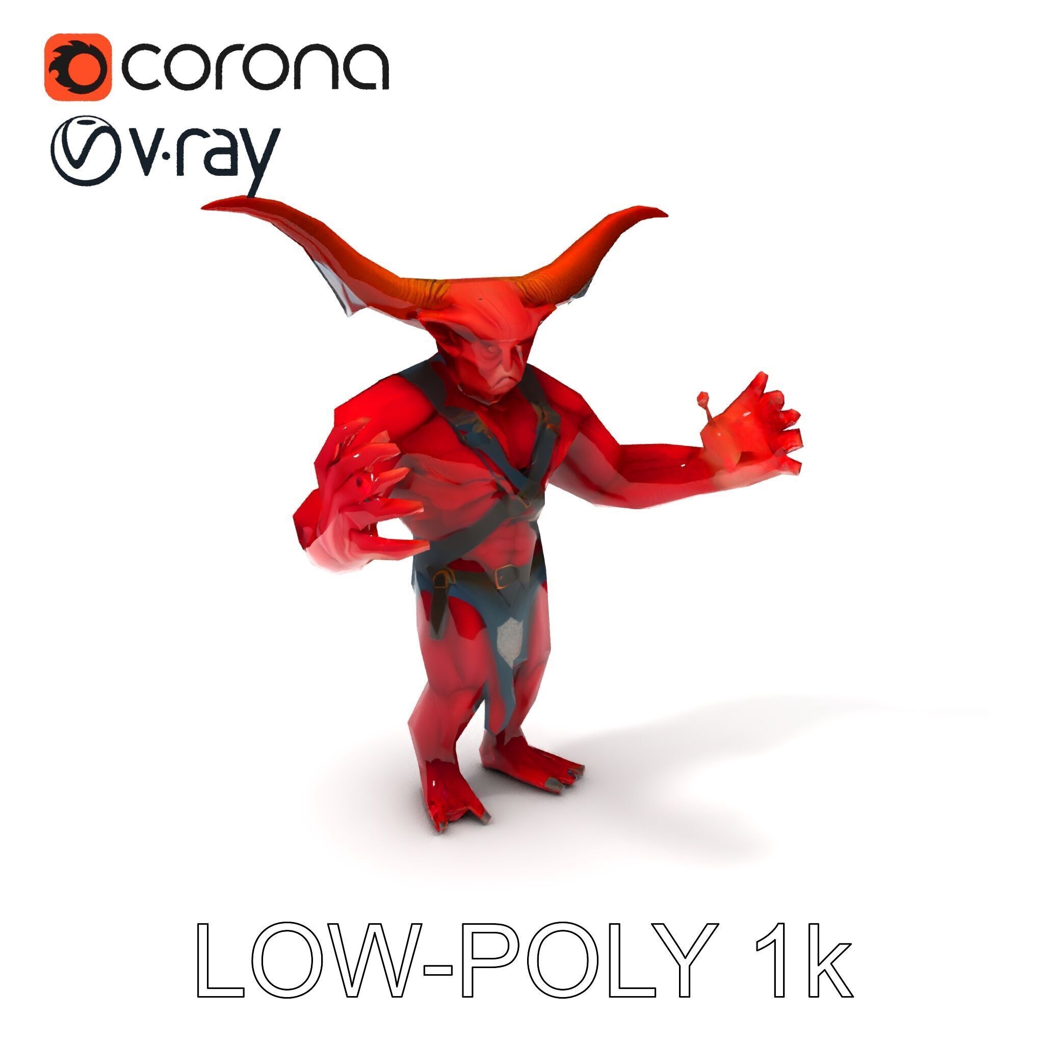Red Horned Demon  HighDetail D Character Model with PBR Textures Low-poly 3D model_18