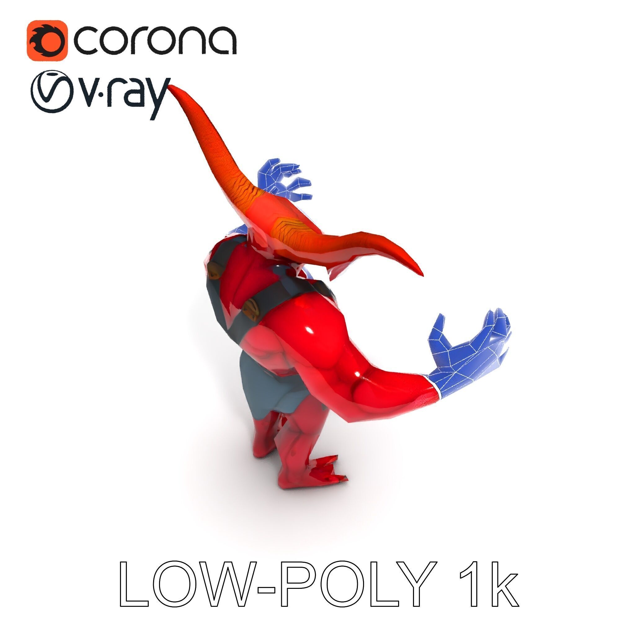 Red Horned Demon  HighDetail D Character Model with PBR Textures Low-poly 3D model_34