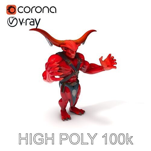 Red Horned Demon  HighDetail D Character Model with PBR Textures Low-poly 3D model