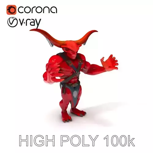 Red Horned Demon  HighDetail D Character Model with PBR Textures Low-poly 3D model