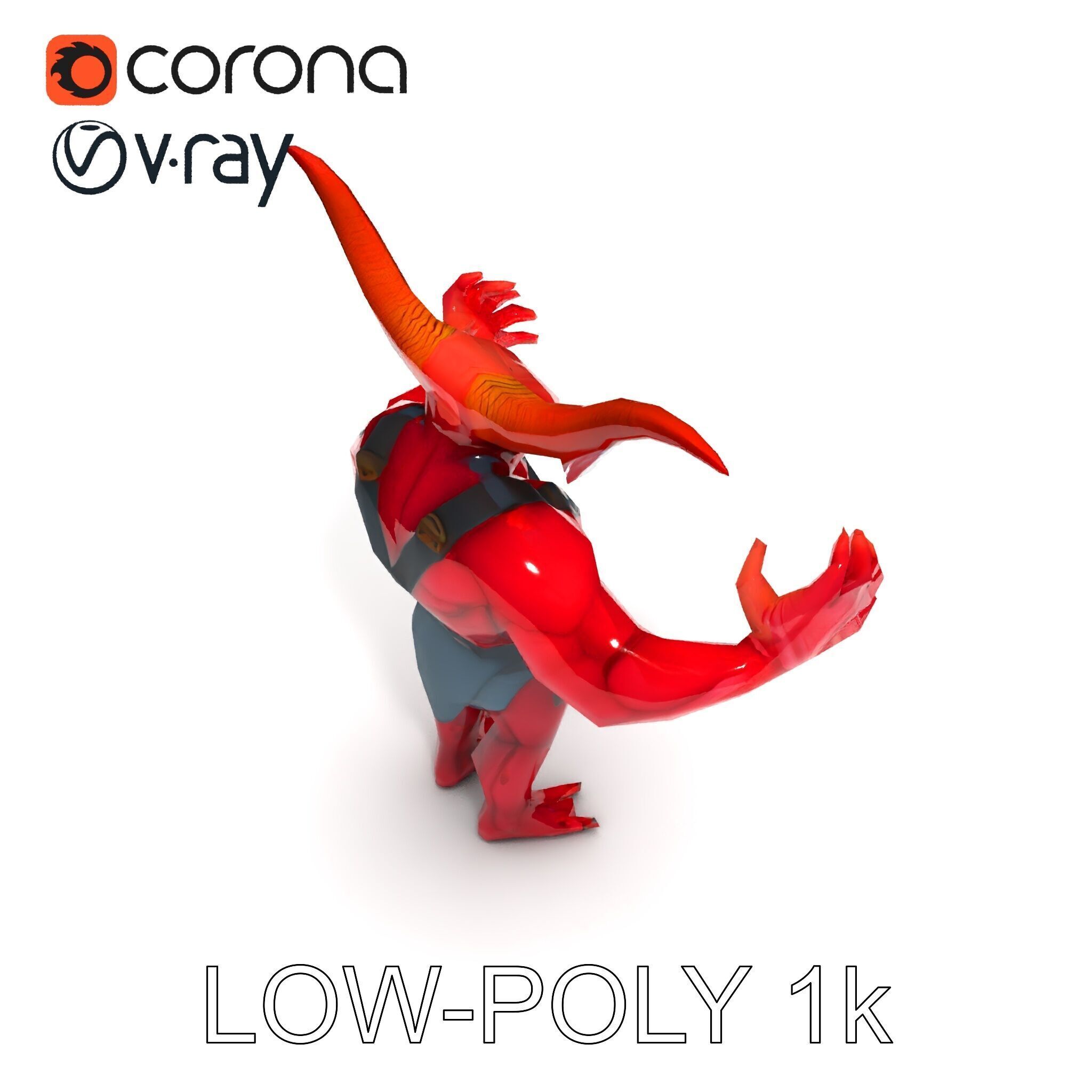 Red Horned Demon  HighDetail D Character Model with PBR Textures Low-poly 3D model_10