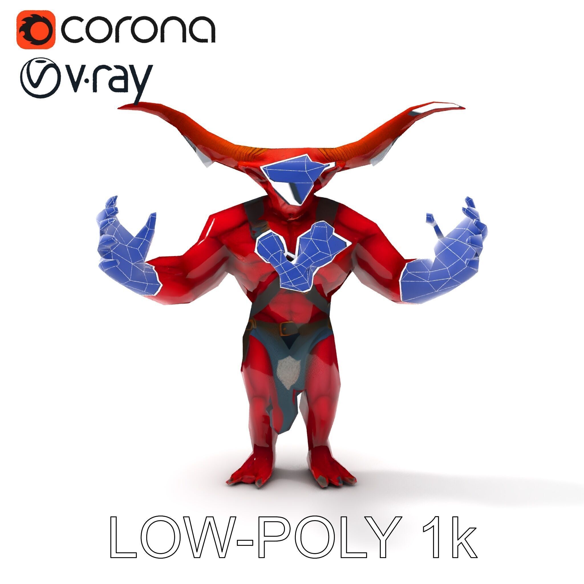 Red Horned Demon  HighDetail D Character Model with PBR Textures Low-poly 3D model_26