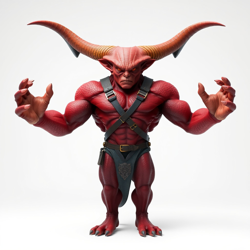 Red Horned Demon  HighDetail D Character Model with PBR Textures Low-poly 3D model_4