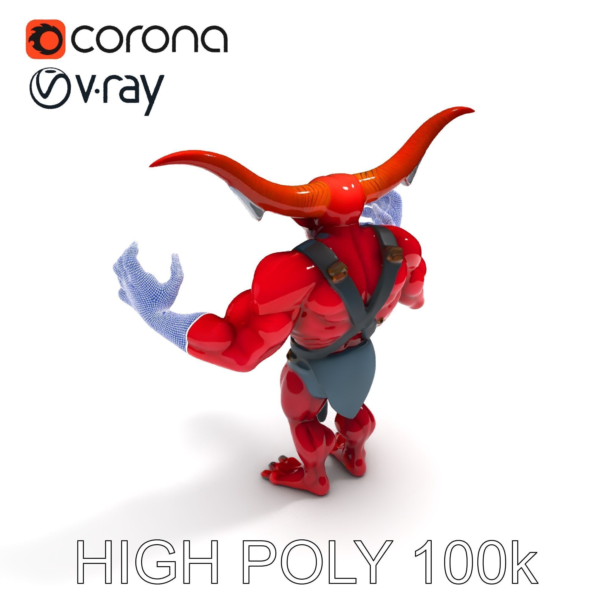 Red Horned Demon  HighDetail D Character Model with PBR Textures Low-poly 3D model_27