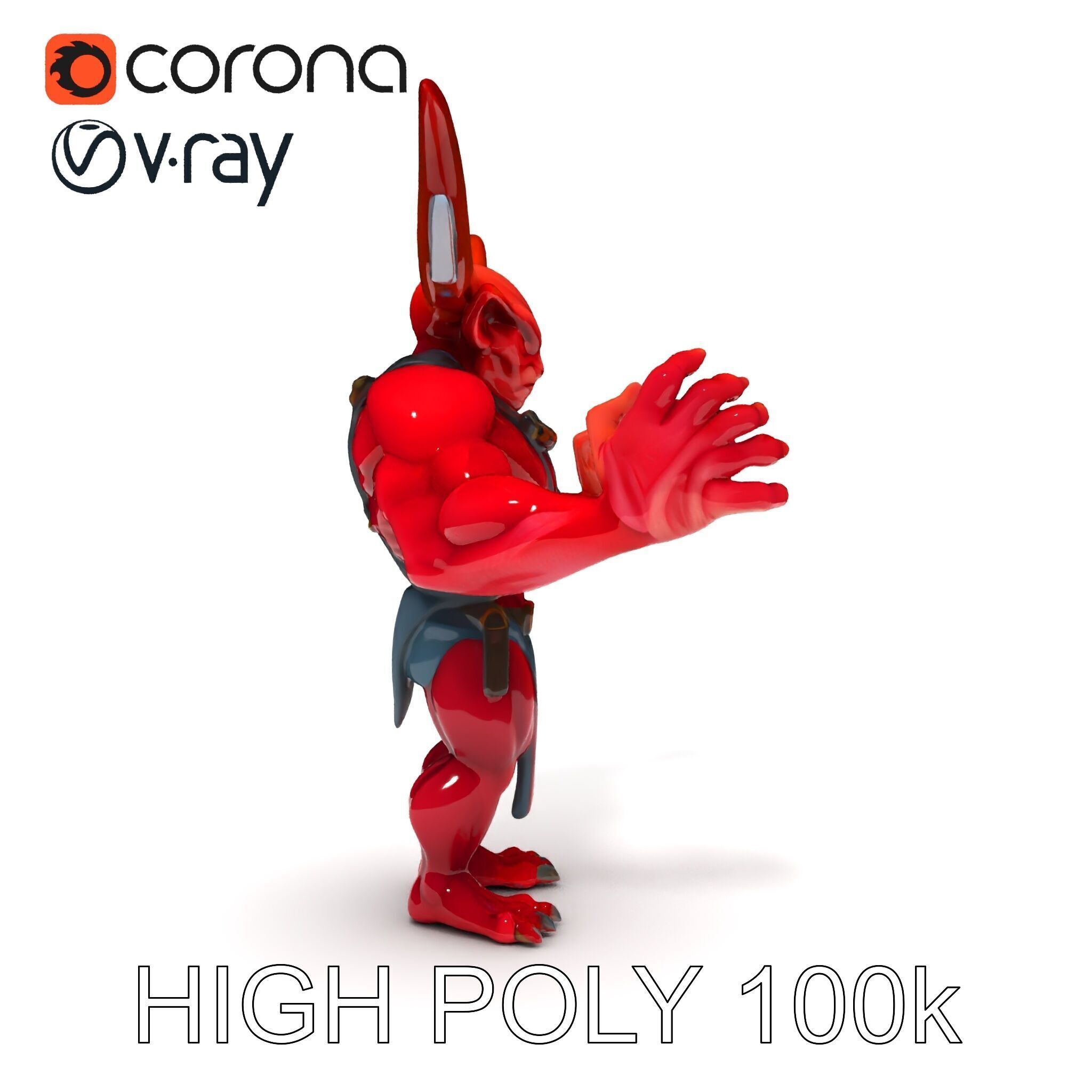 Red Horned Demon  HighDetail D Character Model with PBR Textures Low-poly 3D model_32