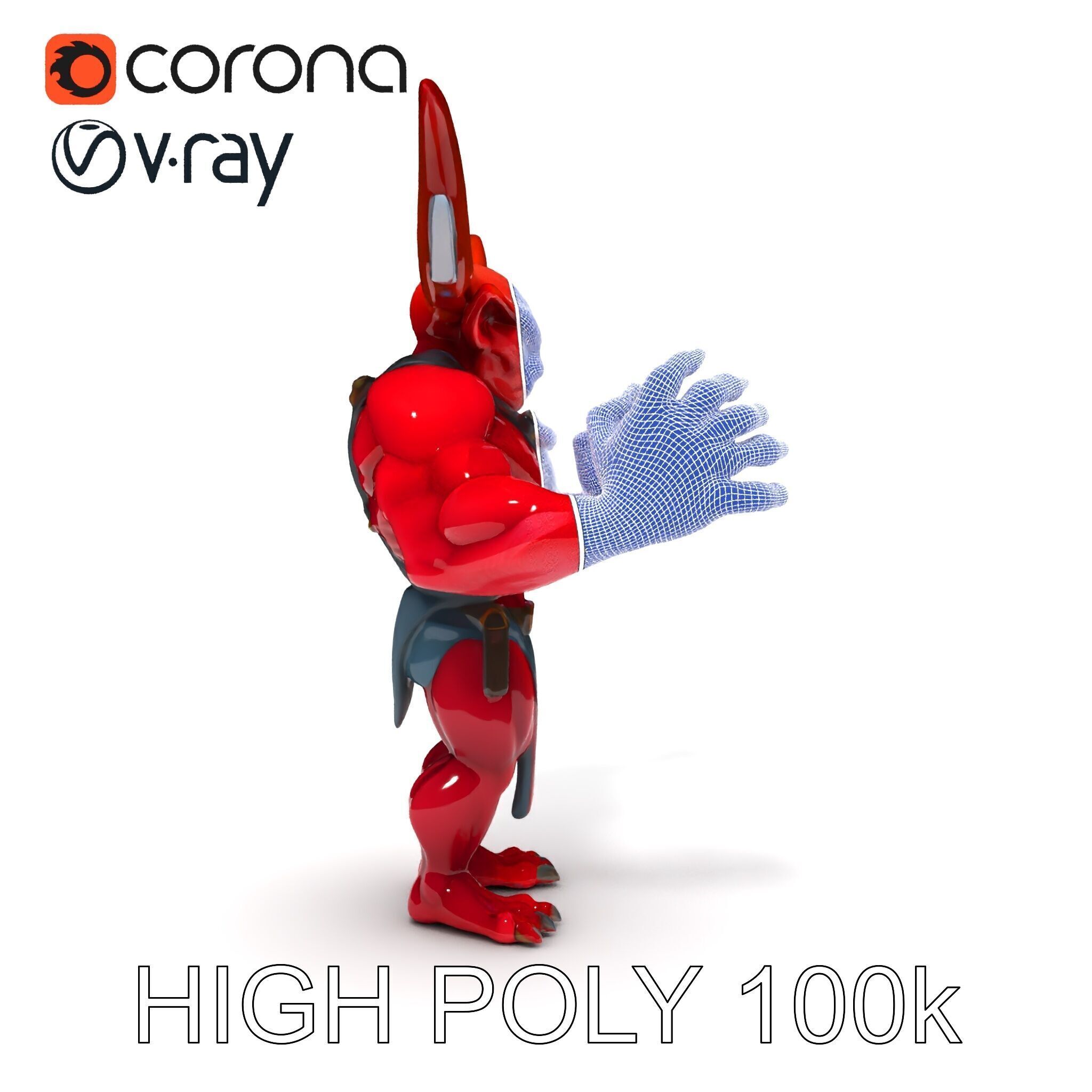 Red Horned Demon  HighDetail D Character Model with PBR Textures Low-poly 3D model_16