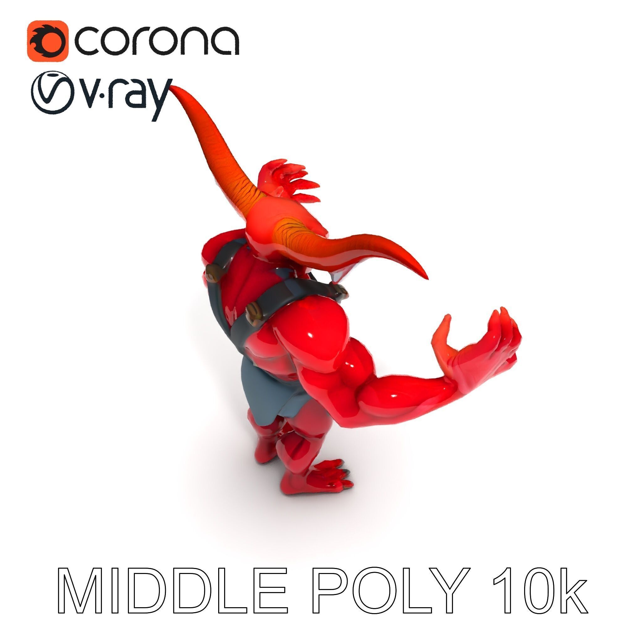 Red Horned Demon  HighDetail D Character Model with PBR Textures Low-poly 3D model_33