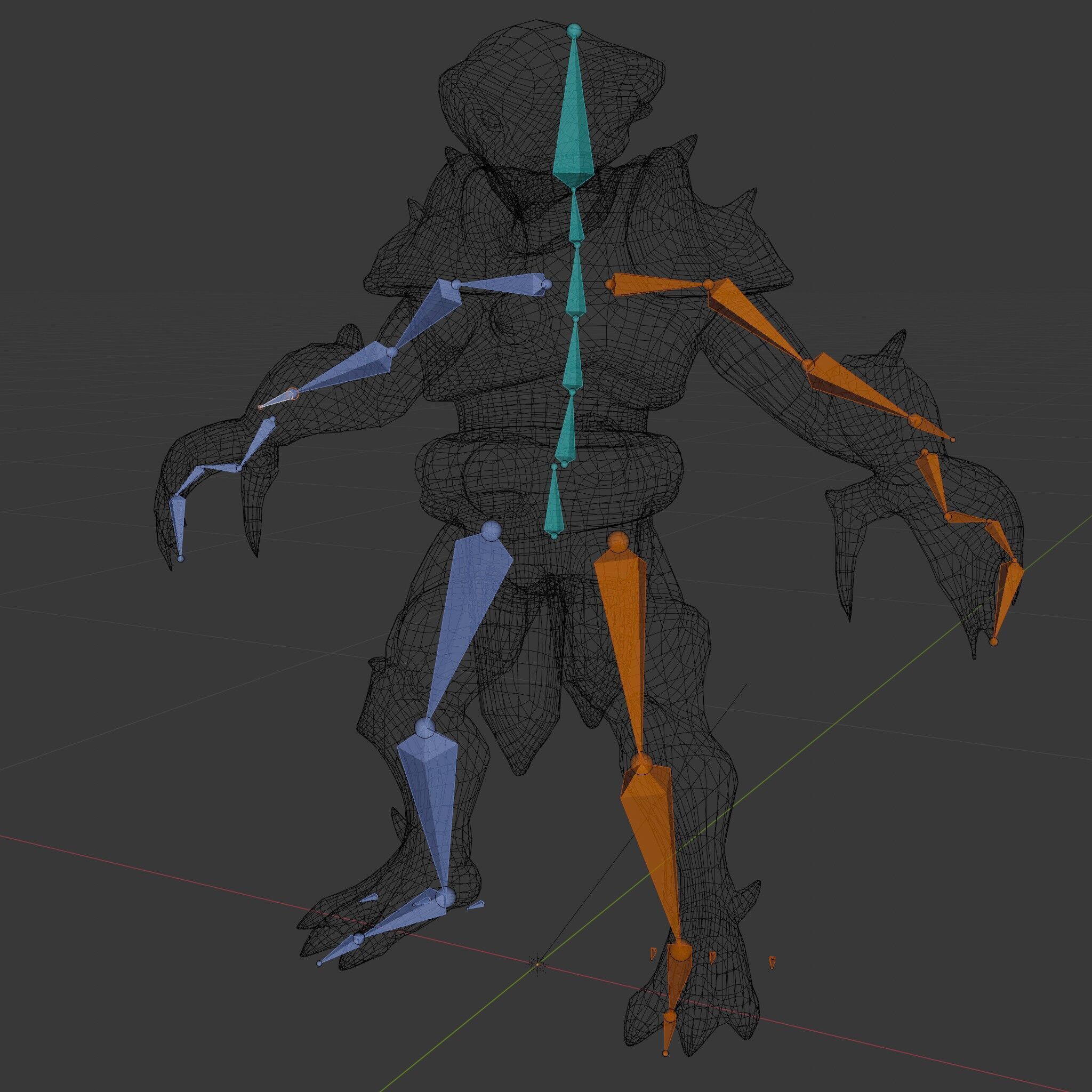 Green Reptilian Warrior D Model with Armored Spikes Low-poly 3D model_37