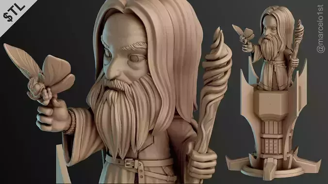CUTE Gandalf the Grey 3D Model - Orthanc Tower STL File 3D print model