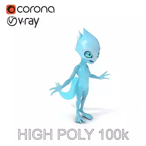 Blue Alien Lizard D Character Model for Games and VR Low-poly 3D model