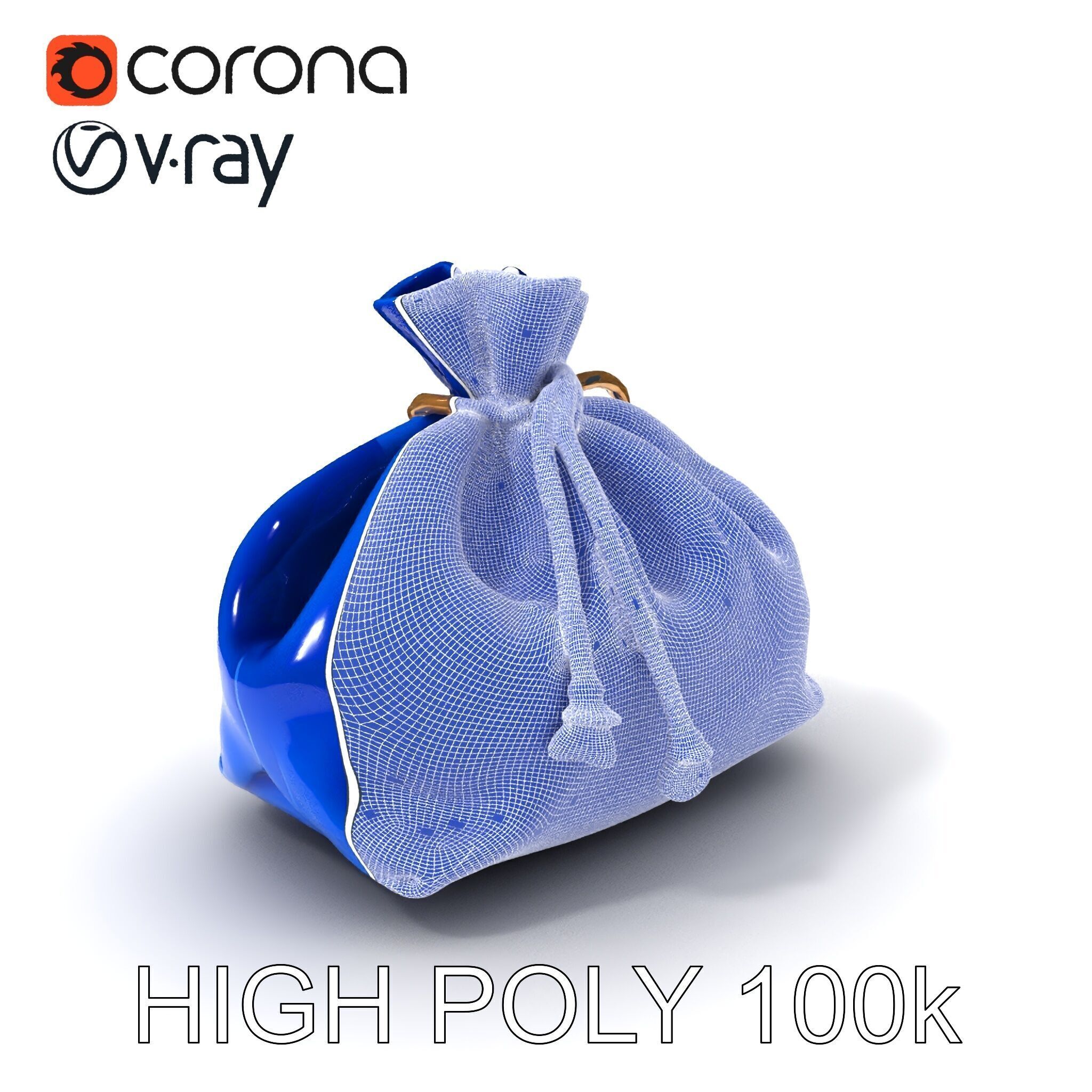 Elegant Velvet Pouch D Model Pack Low-poly 3D model_3