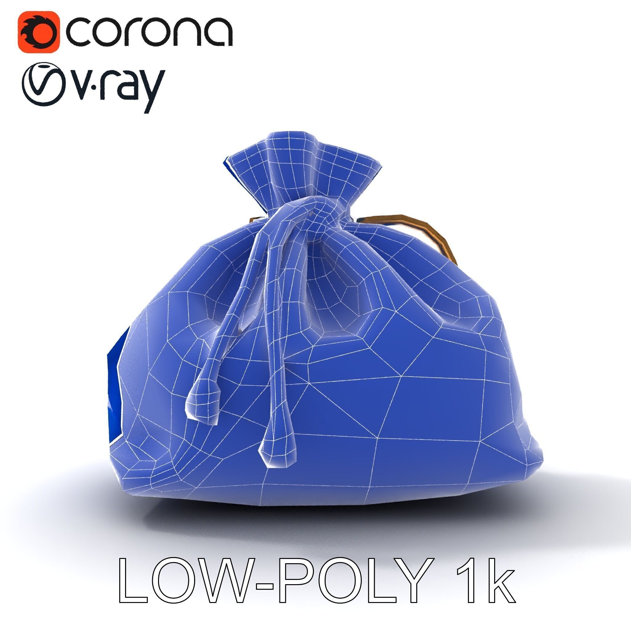 Elegant Velvet Pouch D Model Pack Low-poly 3D model_9