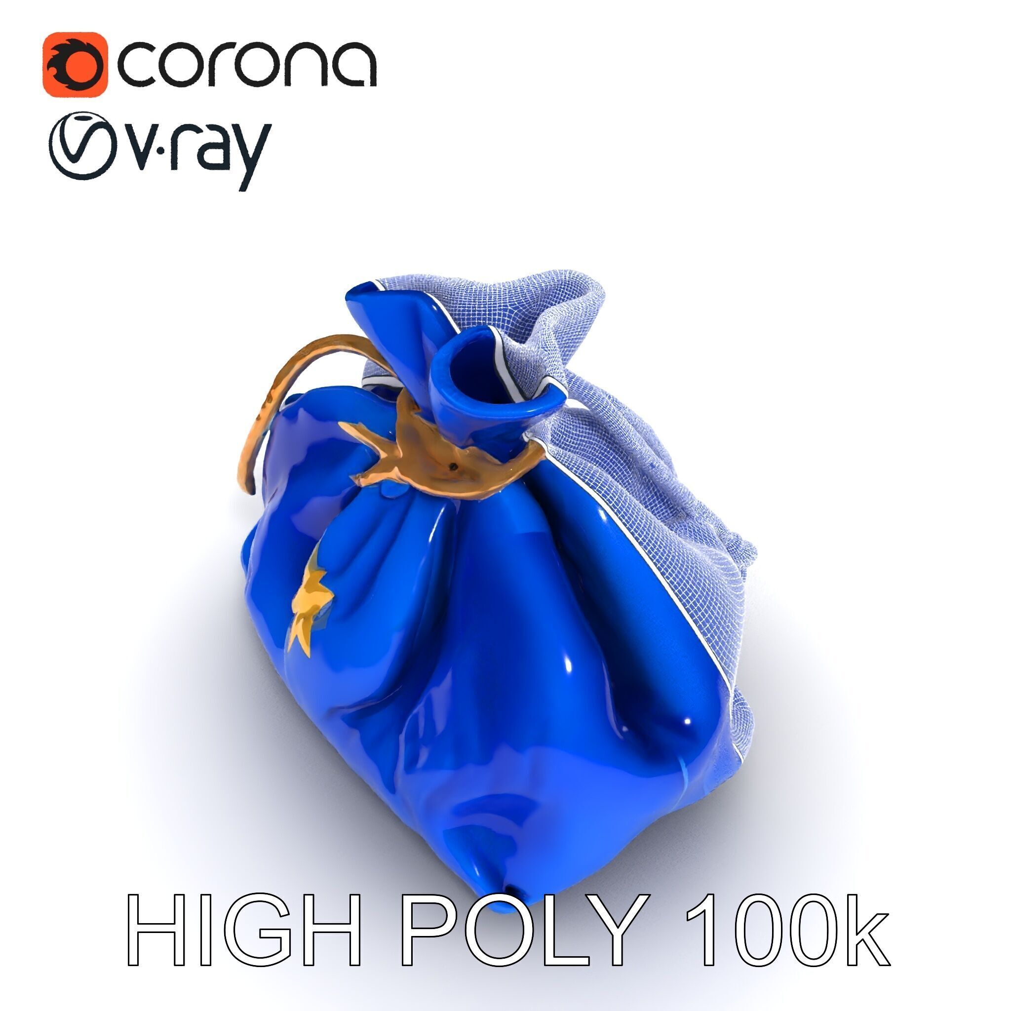 Elegant Velvet Pouch D Model Pack Low-poly 3D model_35