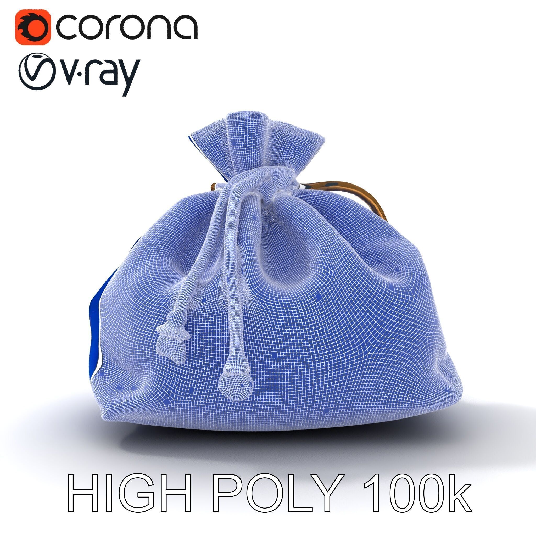 Elegant Velvet Pouch D Model Pack Low-poly 3D model_17